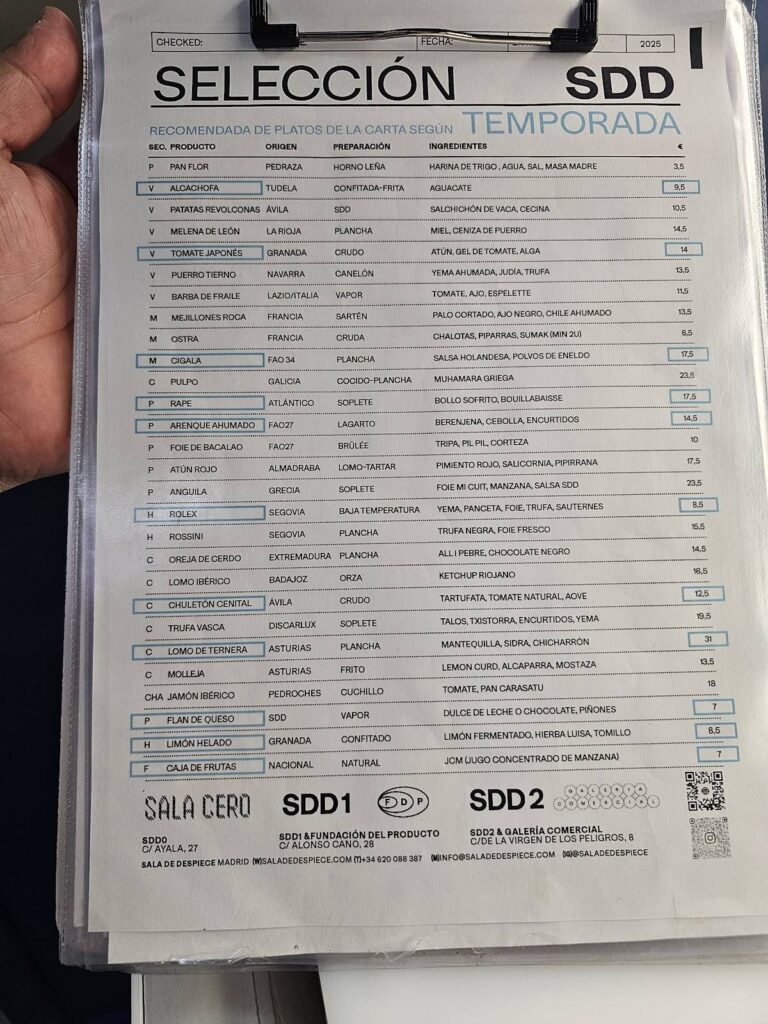 SDD :時尚 chic 的新式料理餐廳 別出心裁的菜單包含種類、產地、食材、準備方式,展現餐廳獨樹一格的特色
